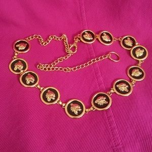 Gold Panther Medallion Chain Link Belt